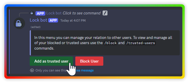 Adding trusted users with the profile command