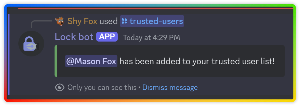 Add trusted user with the trusted user command